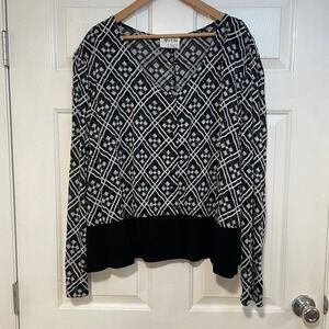 Vintage 80s Jeffrey & Dara Sheer Geometric Lace Cardigan‎ Topper Button Up 2X 3X